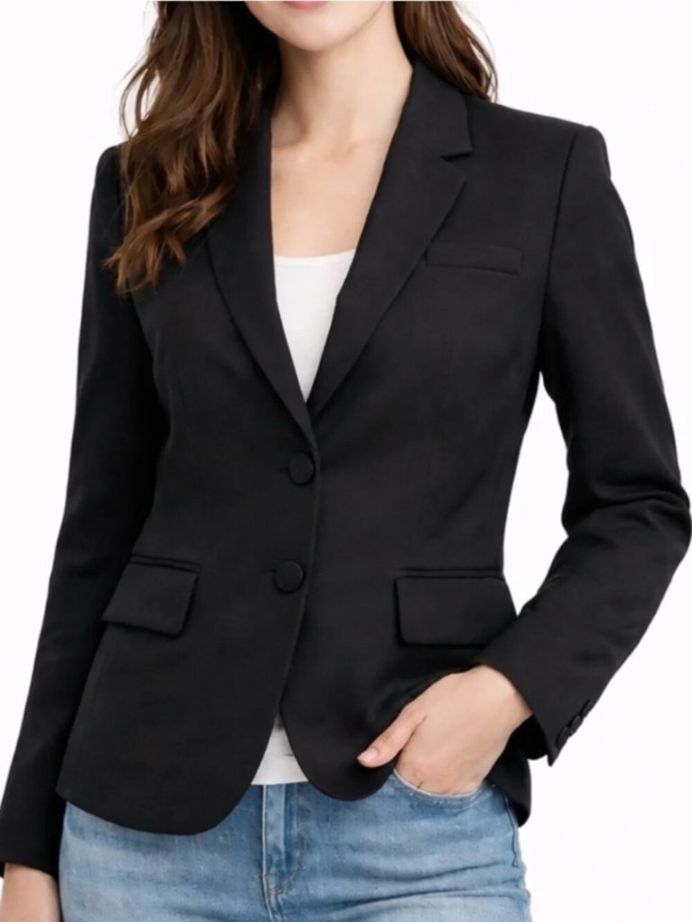 J. Crew Super 120's 'Womens Size 2 Black Long Sleeve Two-button 100% Wool Jacket
